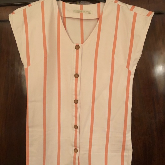 marie oliver Dresses & Skirts - Marie oliver andi button front coral stripe dress